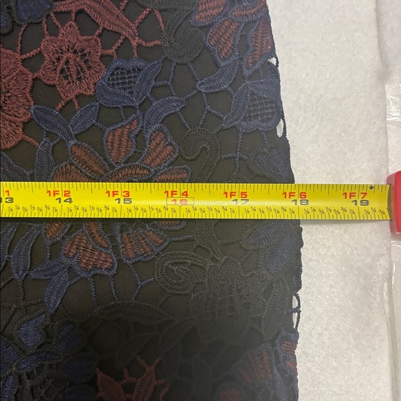 Topshop lace pencil midi skirt. Black blue burgundy. Faux leather waist. Sz 4P - Picture 12 of 12